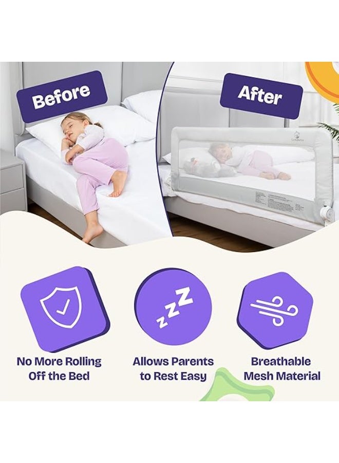 LONG TODDLER BED RAILS - BABY BED RAIL GUARD FOR KIDS, TWIN, FULL, KING AND QUEEN BEDS - ADJUSTABLE BED RAIL FOR TODDLERS - BABY BED SIDE BEDRAILS - GRAY, LONG (55.5" X 19.5"), PACK OF 1 - Image 4